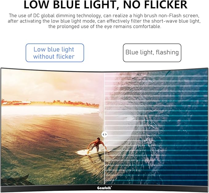 24.5 Inch Gaming Curved Monitor Built-in Speakers, 3000R 120Hz PC Screen Full HD 1080P, HDMI 2.0, VGA, Wall Mount Compatible 75 * 75mm