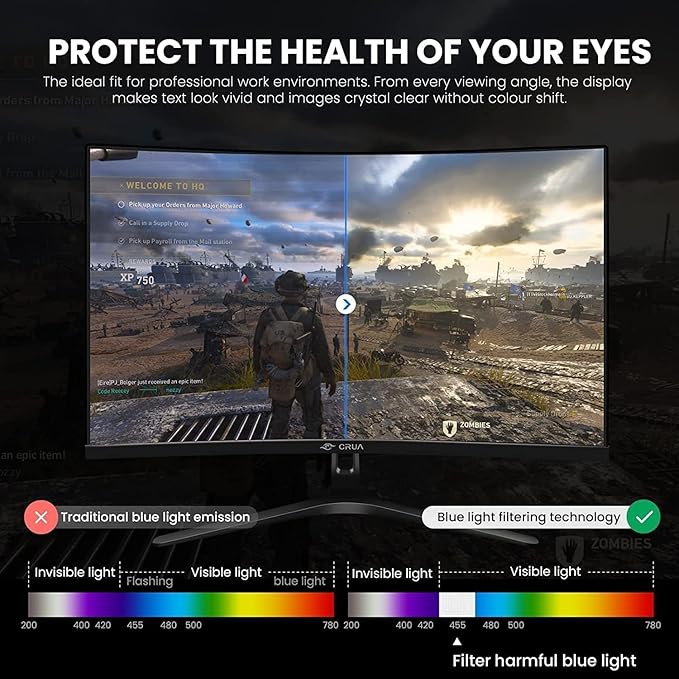 ZZA 27 Inch Gaming Monitor 280Hz 240Hz 1080p 1ms VRB Blue Light Shift Machine Black Curved 100% sRGB, Adaptive FreeSync,Display Port DP HDMI VESA Mounting Compliant