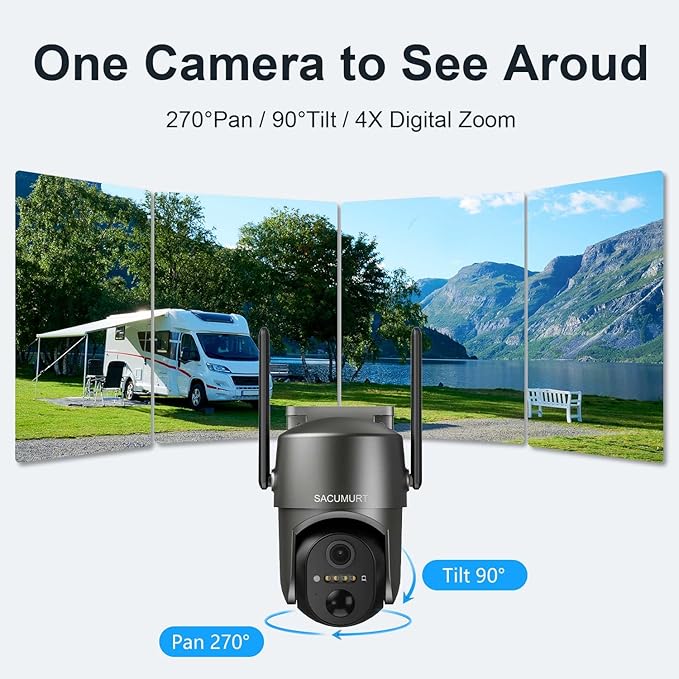 No WiFi Security Camera Outdoor Wireless, Cellular Security Cameras, Solar Camera Outdoor Wireless, 2K HD Color Night Vision, Motion Detection, 2-Way Talk, IP66 Waterproof, 2 Pack