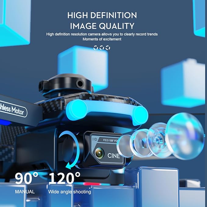 Drone with Camera 8K EIS Anti Shake Camera FPV Drone, RC Quadcopter with Brushless Motor, 50x zoom,360° Obstacle Avoidance, Follow Me, Optical Flow, Headless Mode and 2 Batteries for Adults