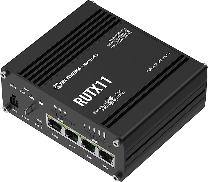 Teltonika RUTX11 Industrial 4G LTE Router - Dual SIM, Gigabit Ethernet, Dual-Band WiFi, VPN & RMS Support (RUTX11100400)