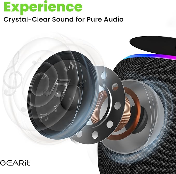 GEARit Portable Bluetooth Speaker Wireless with 15W Loud Sound - IPX6 Water-Resistant Speakers - Fast Connect 5.3 Bluetooth, AUX, and TWS Pairing - Perfect for Gift/Home/Outdoor/Party