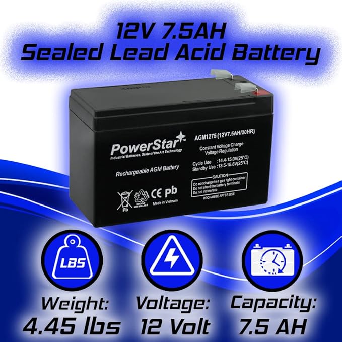 12V 7.5AH Sealed Lead Acid Battery for UPS/Surge Protector