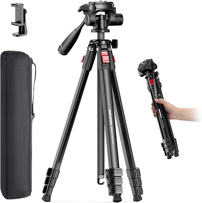 68" Lightweight Travel Camera Tripod Stand, Portable Aluminum DSLR/SLR Tripod and Carry Bag, for Photo, Video & Vlogging, Compatible with Canon/Nikon Camera