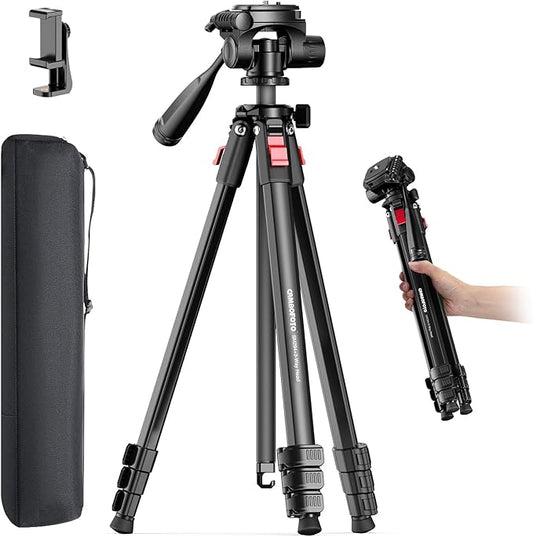 68" Lightweight Travel Camera Tripod Stand, Portable Aluminum DSLR/SLR Tripod and Carry Bag, for Photo, Video & Vlogging, Compatible with Canon/Nikon Camera