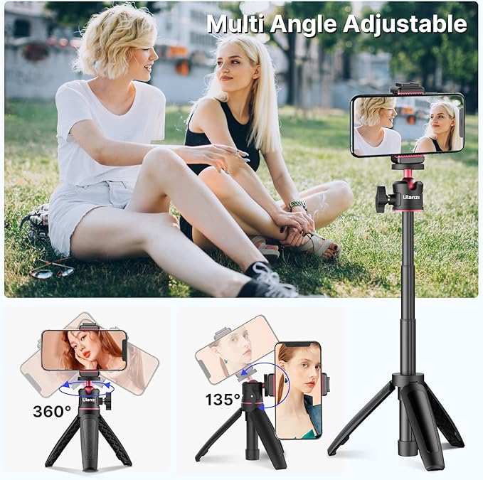 ULANZI MT-08 Extension Pole Tripod, Mini Selfie Stick Tripod Stand Handle Grip for Osmo Pocket3 Webcam iPhone 17 11 Pro Max Smartphone Canon G7X Mark III Sony ZV-1 RX100 VII A6400 A6600 Cams Vlogging