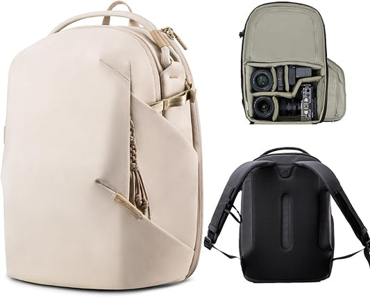 PGYTECH OneGo Lite 16L Camera Backpack Water-Resistant DSLR/Mirrorless Bag for Sony/Canon/Fujifilm, Drone Backpack, Tripod Mount Travel & Weekend Photography Pack for 14" Laptop (Cream)