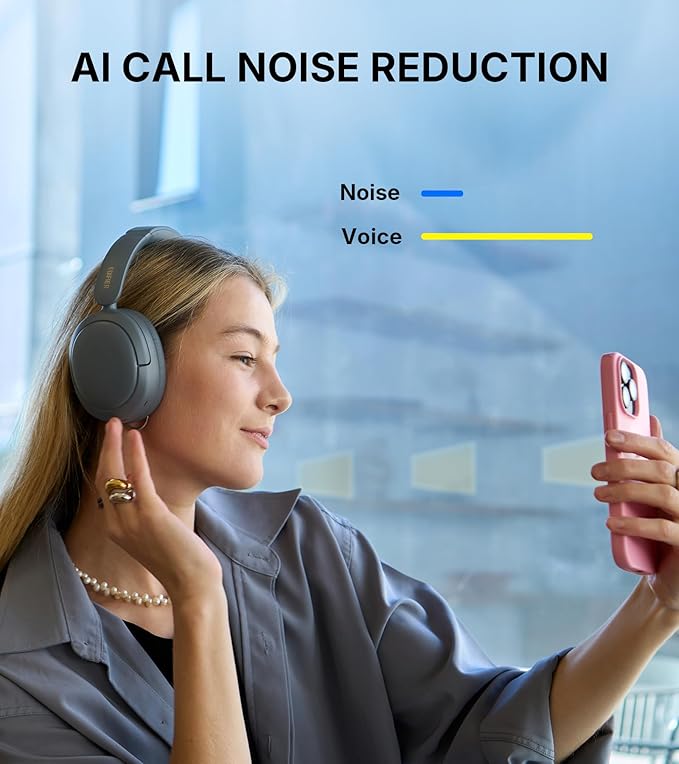 Edifier W800BT SE Wireless Over-Ear Bluetooth 5.4 Headphones - AI Call Noise Cancellation - 45H Playtime - Fast Charging - Dual Device- Game Mode - Foldable - Gray