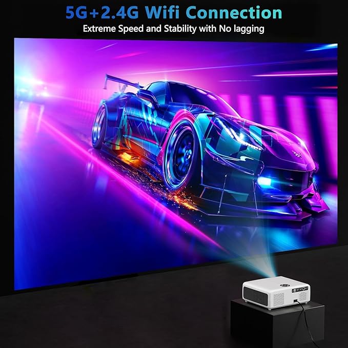 [ 2000 ANSI Auto Focus & DoIby Audio ] Smart 4K Projector with 5G WIFI and Bluetooth,Home Outdoor Movie Projector HDR10+,500"Display,50%Zoom,PPT,ARC.Projector 4K+Compatible w/TV Stick,iOS,Android