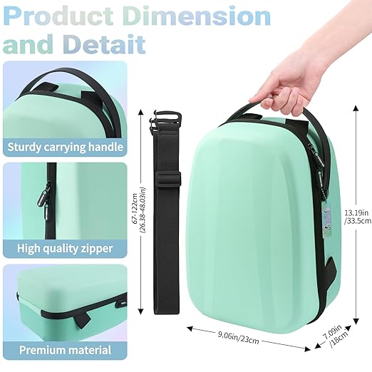 FOREGOER Carrying Case for Meta Quest 3/Oculus Quest 2, Hard Travel Storage Case Compatible with Meta Oculus Quest 2 Headset, Quest Pro and Accessories (Green)