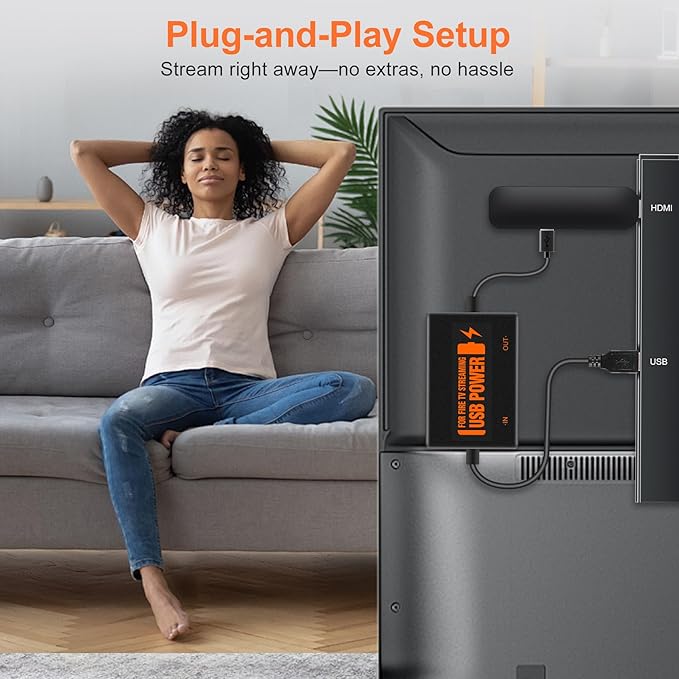 Fire Stick Power Adapter, USB Power Cable for Fire TV Stick, Powers Streaming TV Sticks Directly from TV's USB Port, 5V/2.1A for FireStick 2/3/4K/4K Max/Lite, Eliminates The Need for AC Adapter