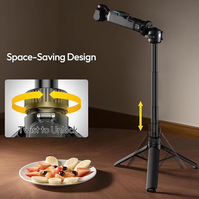 ULANZI MT90 Tripod Selfie Stick Vlog Stand with Cka Quick Release w Ballhead w Cold Shoe, Camera Desktop Tripod Handle Grip for GoPro Hero, Insta360, DJI Osmo Pocket/Action/360, Small Cameras