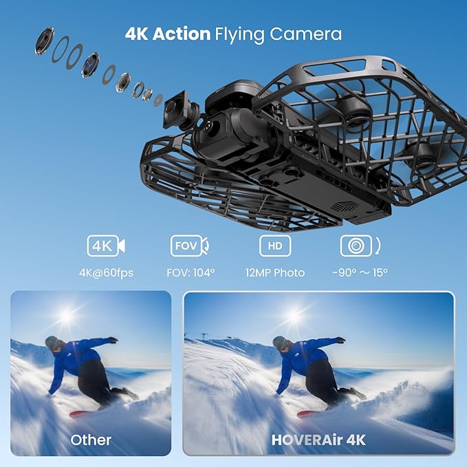 X1 PRO 4K Action Flying Camera, Foldable Drone with Camera with 42 KM/H Follow Speed, 10+ Fully Automatic Flight Modes, Fly Anywhere with OmniTerrain, SmoothCapture 2.0(Skiing Combo)