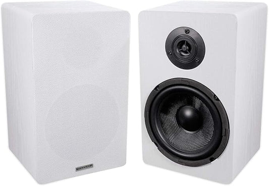 Rockville 2 RockShelf 68W 400w White 6.5" Home Theater Bookshelf Speakers/8 Ohm