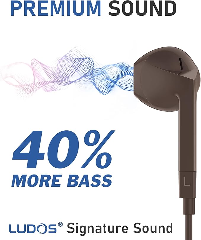 LUDOS FEROX USB C Headphones for iPhone 16 15 Pro Max Plus iPad Pro, 5 Years Warranty, Magnetic USB-C Earbuds for Samsung Galaxy S24 S23 Ultra S22 S21 S20 A55 A54 A53, USB Type C Earphones - Brown