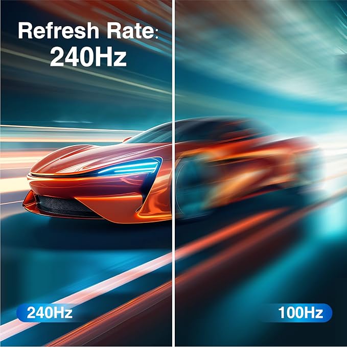 27inch 240Hz, Curved Gaming Monitor, FHD 1080p, VA Panel, 1ms Response Time Computer Monitor, Adaptive sync, 3-Sided Frameless, Ultra Slim, 99% sRGB, Bluelight Filter, HDMI & DP Ports,Black