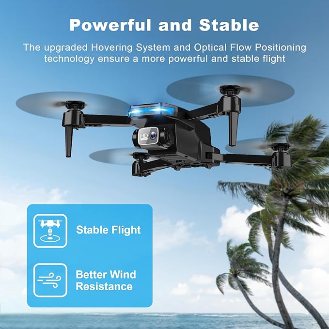 Drone with 1080P Camera - Foldable Remote Control Quadcopter with Voice Gesture Control, 3D Flip, One Key Start, Emergency Stop, 2 Batteries, Easier to use, Toy for Kids Adult Beginners