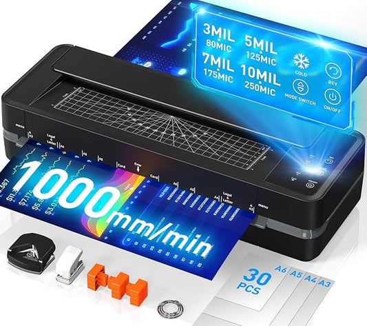 Qfun 3-10 Mil Thermal Laminator Machine 11x17 Heavy Duty Lamination Machine 4-Roller Commercial Laminating Machine 13 inch for Teacher, Large Laminate Machine with Laminating Sheets for Office School