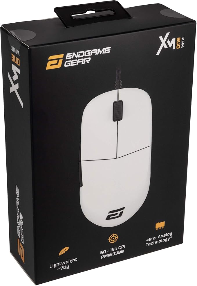 ENDGAME GEAR XM1 Gaming Mouse, Programmable Mouse with 5 Buttons and 16,000 DPI, White