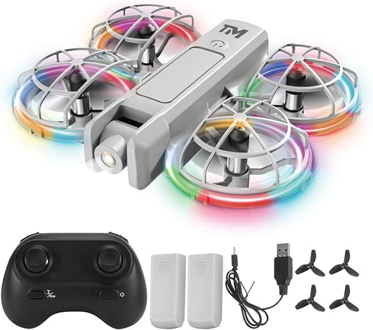 Mini Drone with Light, 20 LED Modes Drone for Kid, Altitude-Hold, 3D Flip, Headless Mode, 3 Speed Modes, 2 Batteries, Toy Drone with Guard, Best Gifts for Beginners, Teen Boys & Girls