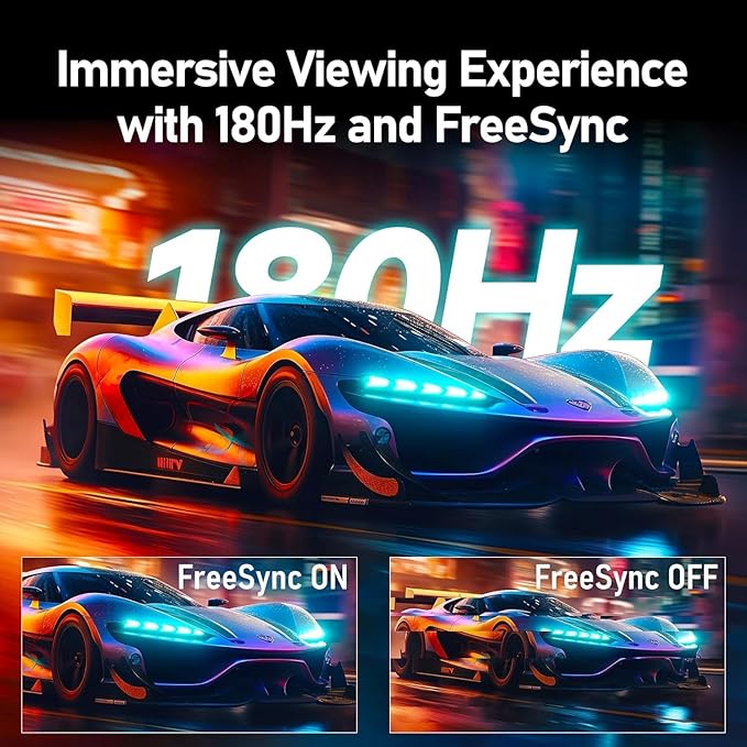 ZZA Gaming Monitor 27 Inch Curved 180Hz| 165Hz|144Hz|1ms| Computer Monitor FHD|1080P| 90% DCI-P3,100% sRGB,PC Monitor FreeSync| HDMI|HDR|Low Blue Light| HDMI|DP Ports| VESA Mount| Metal Stand