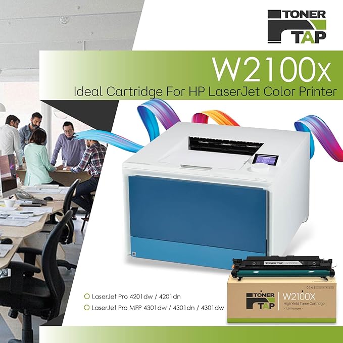 Toner Tap 210X Toner Cartridge Replacement Compatible for HP Color Laserjet Pro 4201dw, 4201dn, HP Color Laserjet Pro MFP 4301dw, 4301dn, 4301fdw - High-Yield 7,500 Pages Black Toner W2100X