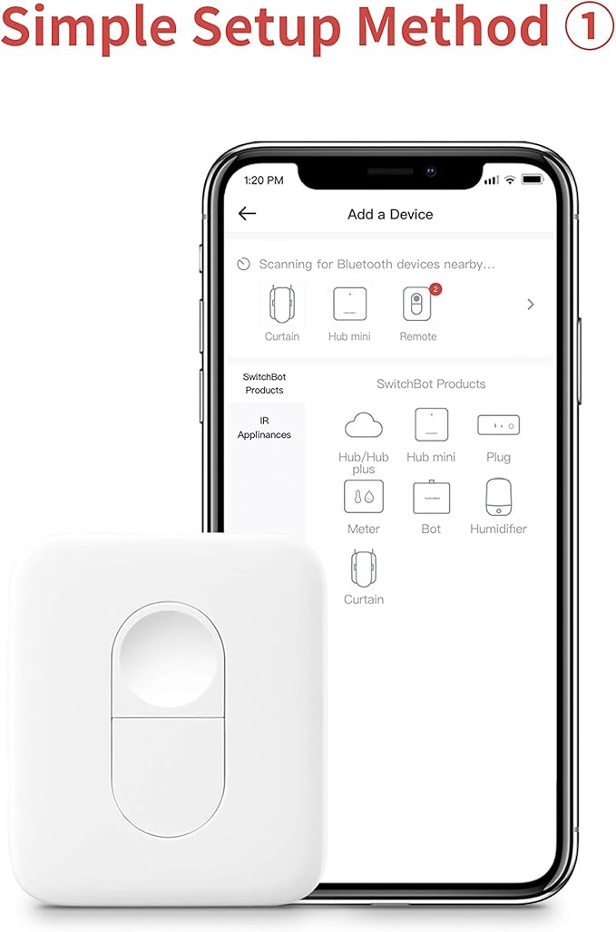 SwitchBot Remote One Touch Button - Compatible with SwitchBot Bot, Curtain Robot, Color Bulb, Plug Mini and Blind Tilt, Smart Home Easy to Control, Bluetooth Long Range 5.0