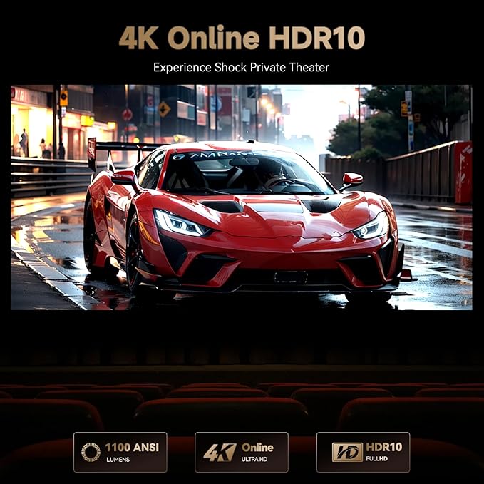 Wanbo X5 Pro Google TV Projector 4K Supported, 1100 ANSI Smart Projector with WiFi and Bluetooth, Outdoor & Home Movie Proyector, Auto Focus & Keystone, HDMI 2.0, Voice Control, HDR10 (2025 Upgraded)