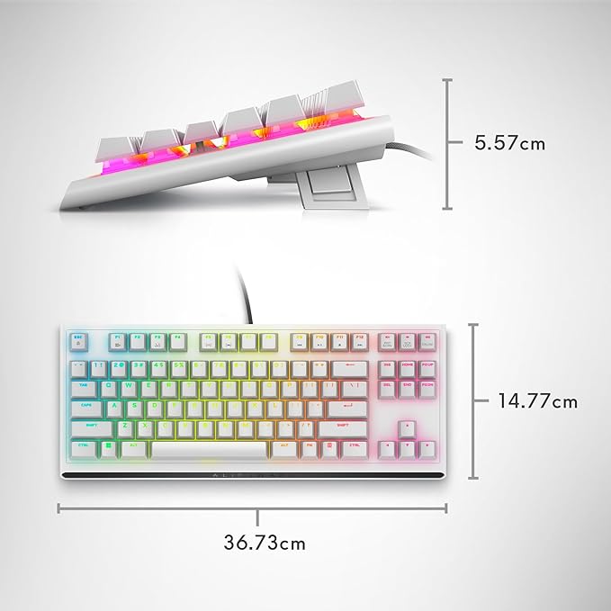 Alienware Tenkeyless Gaming Keyboard - AW420K - Lunar Light - Wired, Programmable, Cherry MX Red, USB, AlienFX RGB / 16.8 Million Colours