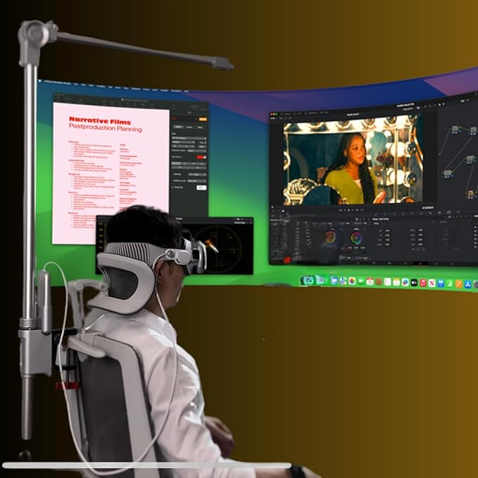 GraviPro – Dynamic Relief Stand for VR Headsets, Compatible with Apple Vision Pro | Adjustable Arm for Face & Neck Pressure, Foldable Support for Long Session