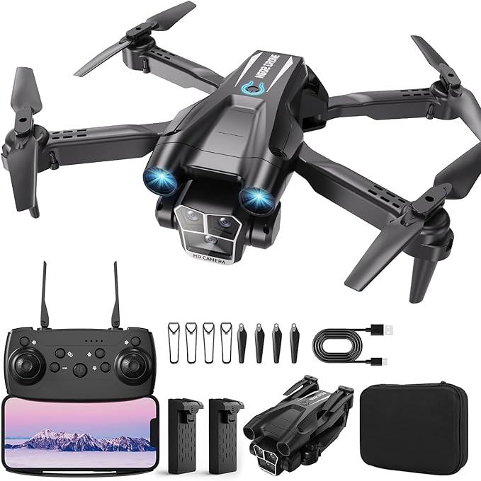 Drone with Camera 1080P HD, Mini Drone for Beginners Kids Adults, RC Quadcopter with 2 Batteries, Carrying Case, Stable Hover, Trajectory Flight, Gravity Control, Toys Gifts for Teen Boys Girls