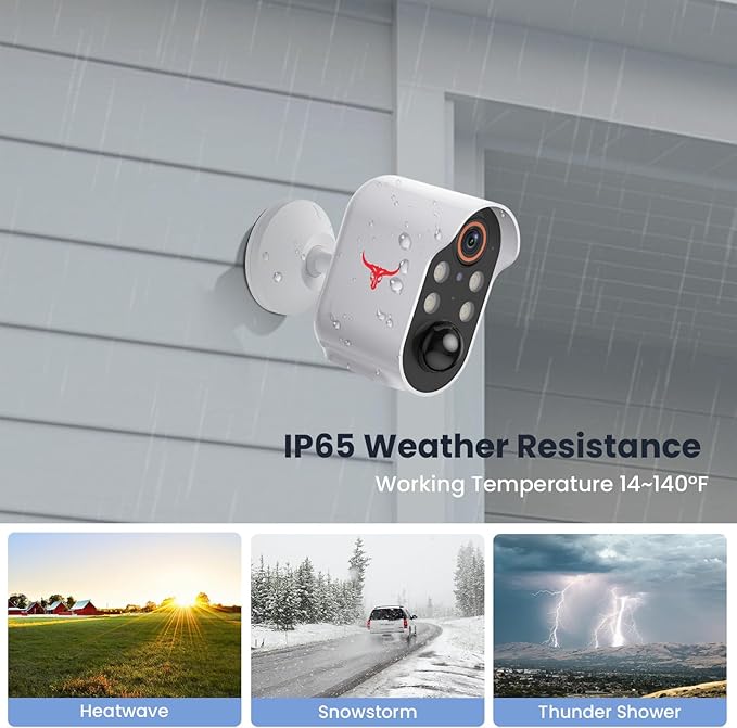 1080p Wireless Security Camera with AI Human Detection, Night Vision, 2-Way Talk, Cloud Storage, Rechargeable Battery Included, Battery Camera for Home Security, 2.4G WiFi