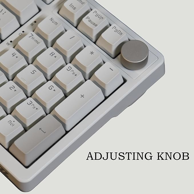 FIRSTBLOOD ONLY GAME. AK992 Retro Wired Mechanical Keyboard, 98 Keys Full Layout, Hot-Swappable USB Gaming Keyboard with Red Switches, Multimedia Keys Knob, Blue Backlit, Anti-Ghosting, Grey