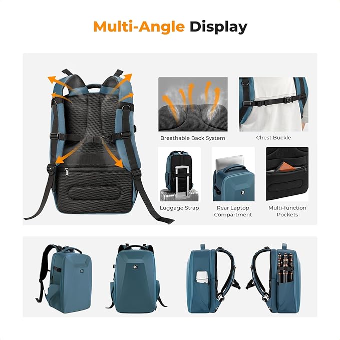 K&F Concept Camera Backpack,Hardshell Photography DSLR Camera Bag with 15-15.6 Inch Laptop Compartment Waterproof Hard Shell Camera Case Compatible with Canon/Nikon/Sony/DJI Mavic Drone