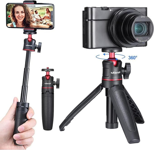 ULANZI MT-08 Extension Pole Tripod, Mini Selfie Stick Tripod Stand Handle Grip for Osmo Pocket3 Webcam iPhone 17 11 Pro Max Smartphone Canon G7X Mark III Sony ZV-1 RX100 VII A6400 A6600 Cams Vlogging