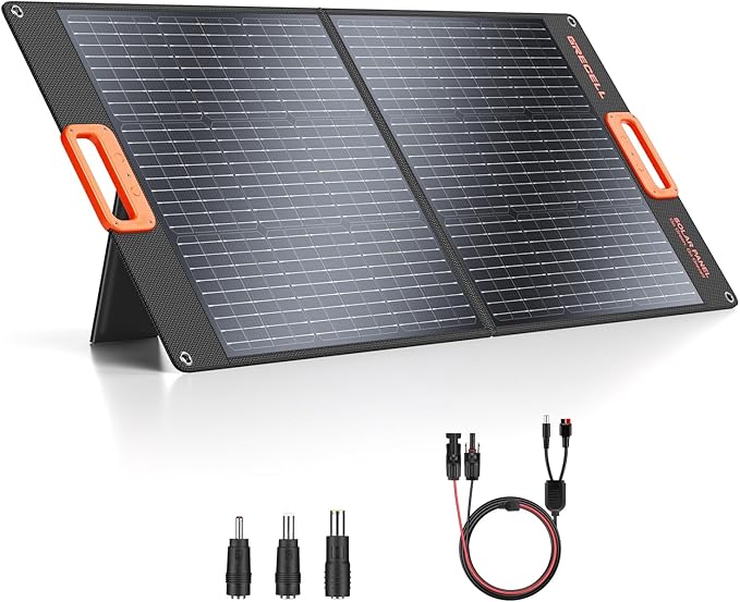 GRECELL 100W Portable Solar Panel for Power Station Generator, 20V Foldable Solar Cell Solar Charger with High-Efficiency Battery Charger for Outdoor Camping Van RV Trip