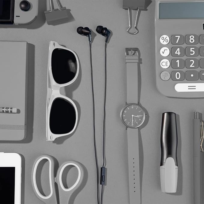 Panasonic ErgoFit Wired Earbuds With Microphone, 3.5mm Jack Wired Headphones with Mic and Call Controller, Ergonomic Custom-Fit Earpieces (S/M/L), for Phones and Laptops - RP-TCM125-KA (Matte Black)