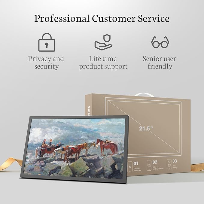 BSIMB Large Digital Picture Frame 21.5 Inch, Touchscreen 1920x1080 FHD WiFi Digital Photo Frame Electronic 32GB Remote Control, Share Pictures/Videos via App/USB/SD Easy Setup Gifts for Mom, Black