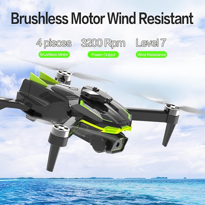 Drone with Camera 4K for Beginners, Brushless Motor Drone with 40 Mins Long Flight Time Altitude Hold Obstacle Avoidance RC Quadcopter Toys Gifts For Kids Adults, Green