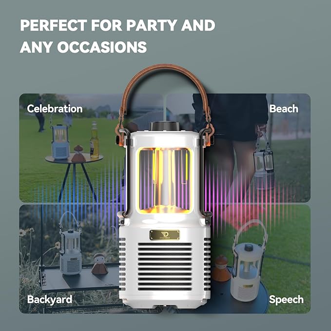 Dreamwave Outdoor Bluetooth Speakers, Portable Waterproof Speaker with LED Lights, IPX5 Waterproof, TWS Paring, Wireless Speaker Gifts for Men Women Party Camping Outdoor Beach Pool (White)