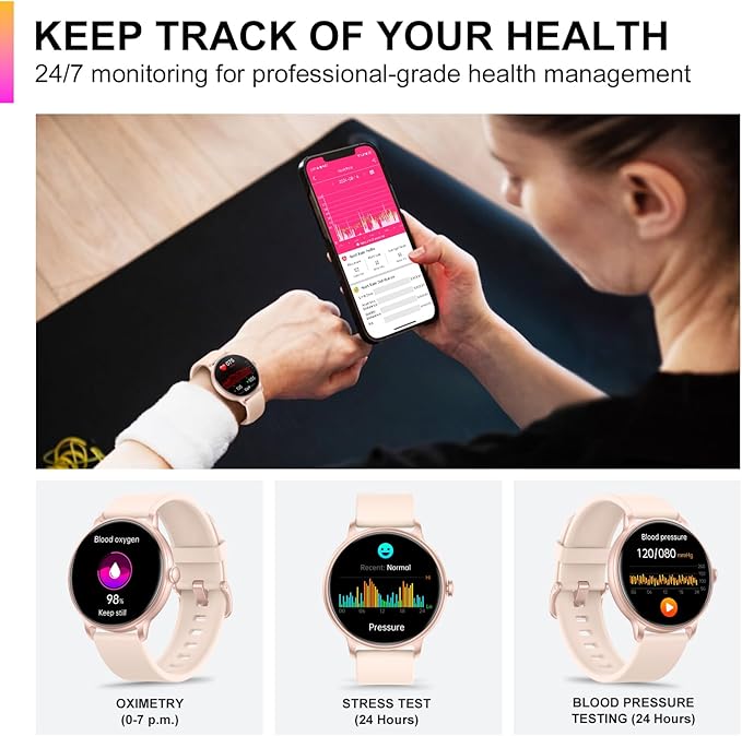 Smart Watch, 1.43'' AMOLED Smart Watches for Men Women (Answer/Make Call), Fitness Tracker with Heart Rate/Sleep Monitor, IP68 Waterproof Activity Tracker, Pedometer for Android iOS