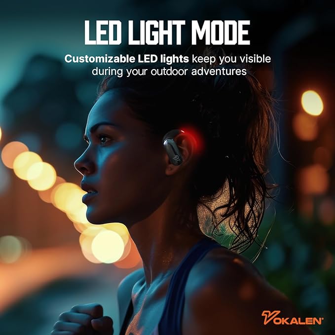 VOKALEN Reflex Pro - Wireless Sport Earbuds with Ear Hooks, Active Noise Cancellation, up to 50H of Battery Life, IP68 Dust and Waterproof, Touch Control, Secure Fit for Sports (Black)