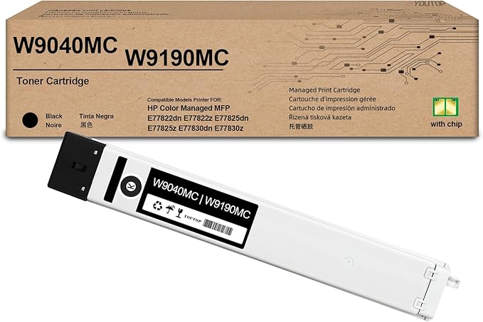 1PK W9040MC W9190MC Black Toner Cartridge Compatible for Color MFP E77822dn E77822z E77825dn E77825z E77830dn E77830z