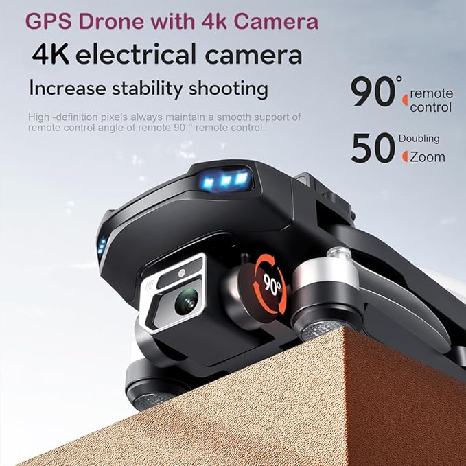 GPS Drone with 4K Camera for adults Long Range, 50 Minutes Long Flight Time, 5G Transmission, Brushless Motor Foldable FPV RC Quadcopter, Optical Flow, GPS Return Home, Follow Me, Include 2 batteries