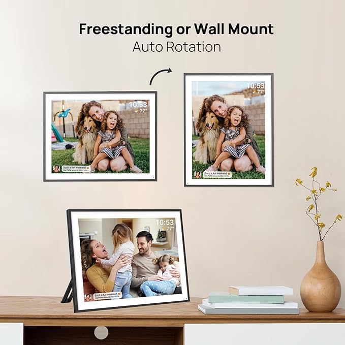 64GB 19inch FRAMEO Smart WiFi Digital Photo Frame 1280x960(4:3) IPS LCD Touch Screen, Auto-Rotate Portrait and Landscape, Dual-WiFi Share Moments Instantly via Frameo App from Anywhere