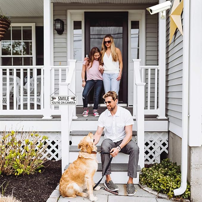 Bagstar (2 Pack) Heavy-duty Metal Smile You're on Camera Sign, 10" x 3.5" Aluminum Video Surveillance Sign, Camera Warning for Home Security, House, Business, Yard, Outdoor