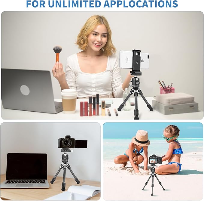 CAVIX Travel Mini Tripod with 360° Ballhead Lightweight Portable Compact Carbon Fiber Tripod for Camera