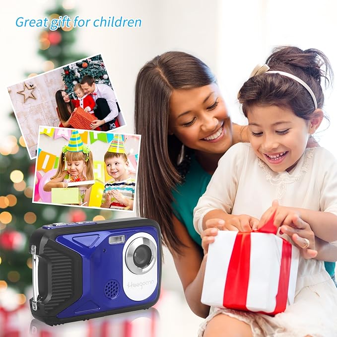 Waterproof Digital Camera,17 FT Underwater Camera 2.8" LCD HD1080P 30MP Kids Video Camcorder with 32G Card and Rechargeable Battery,Point and Shoot Camera for Kids Teenagers Students Gifts Blue