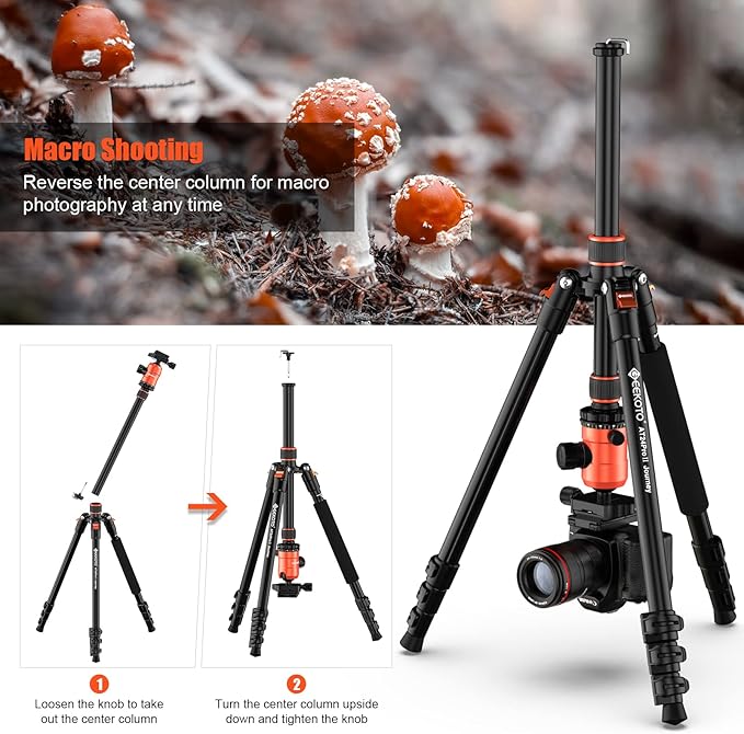 [Upgrade Version] GEEKOTO 77'' Aluminum Camera Stand & Monopod, Foldable Travel Gear with 360° Ball Head and Quick Release Plate for DSLR, Work, and Content Creation