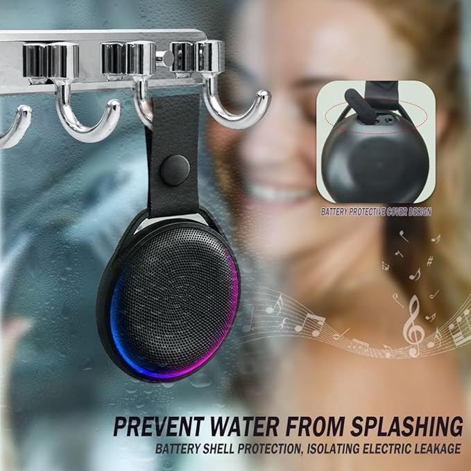 Portable Bluetooth Speaker, Lightweight, IPX7 Waterproof, 20 Hour Playback time with RGB Lighting, Suitable for Various Sports Scenes, a Gift for Both Men and Women (Black)